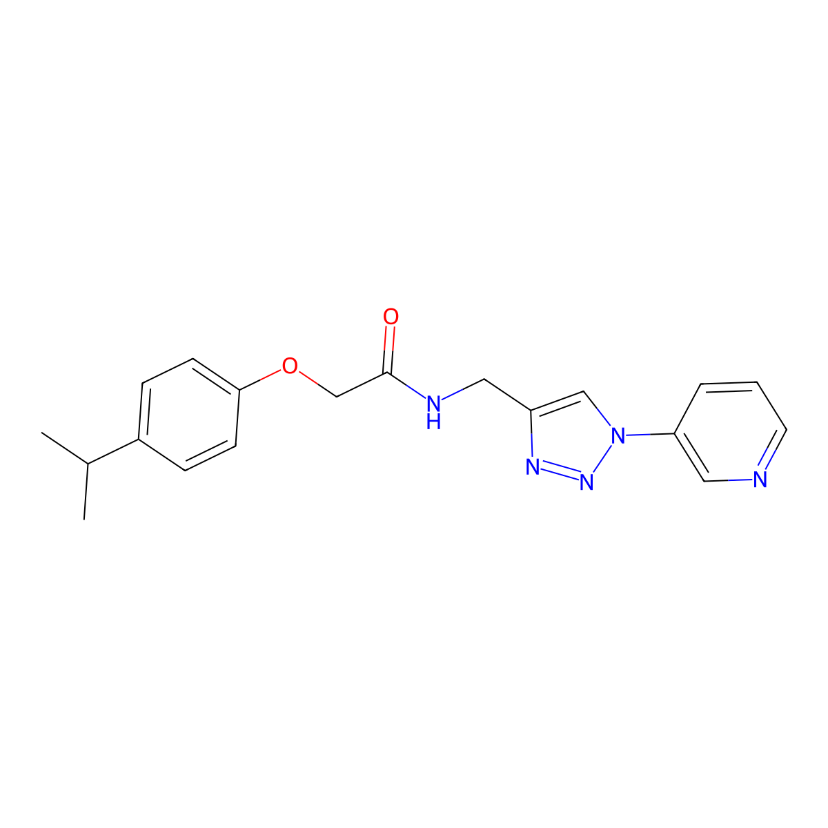 2-(4-isopropylphenoxy)-N-((1-(pyridin-3-yl)-1H-1,2,3-triazol-4-yl)methyl)acetamide molecular structure, CAS 2034589-68-7