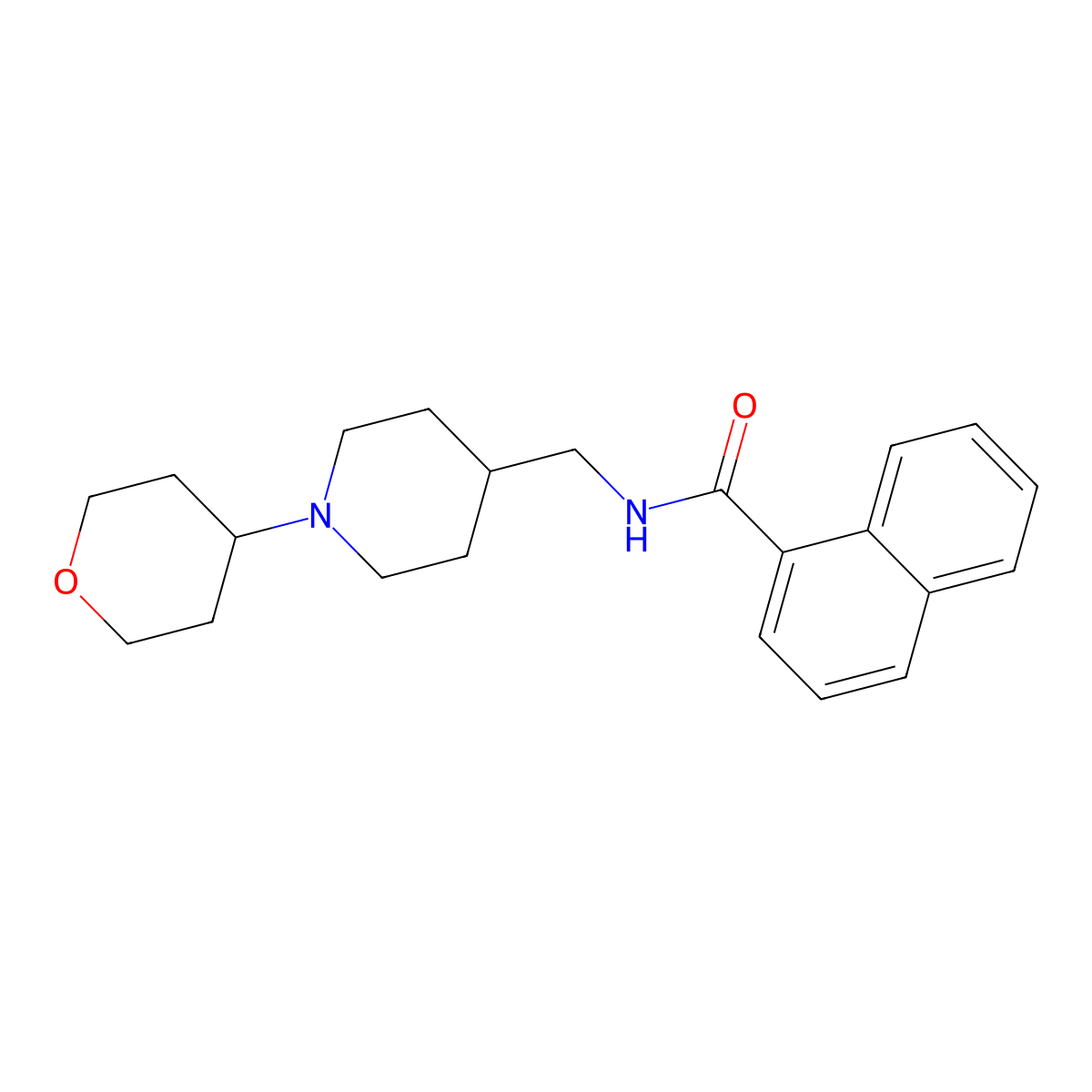 N-((1-(tetrahydro-2H-pyran-4-yl)piperidin-4-yl)methyl)-1-naphthamide molecular structure, CAS 2034589-82-5