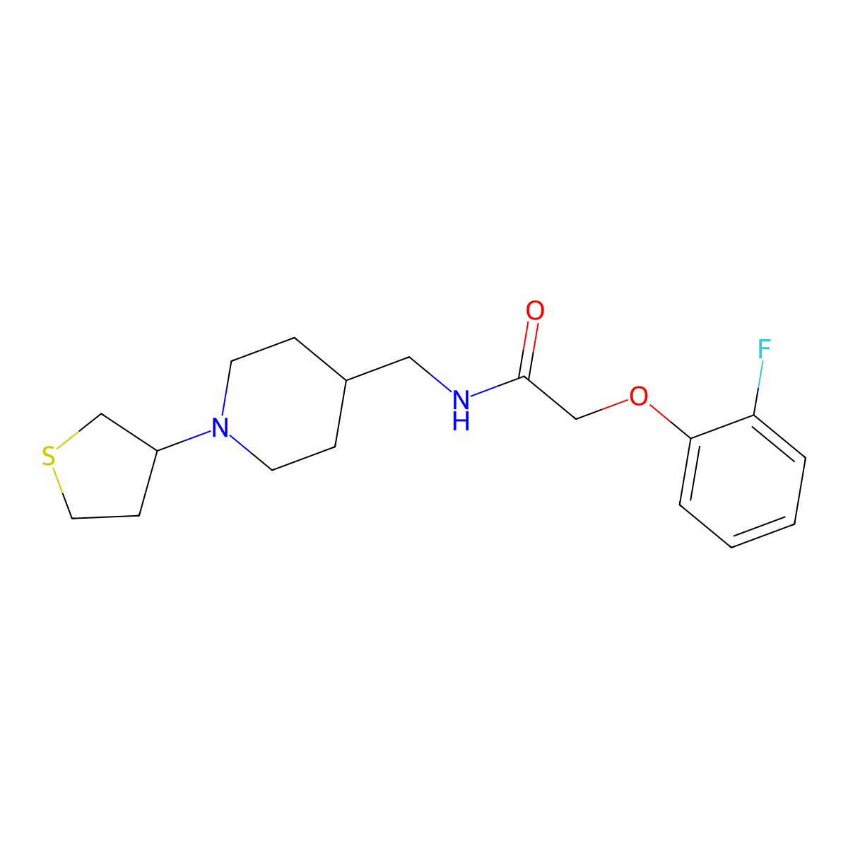 2-(2-fluorophenoxy)-N-((1-(tetrahydrothiophen-3-yl)piperidin-4-yl)methyl)acetamide molecular structure, CAS 2034589-83-6