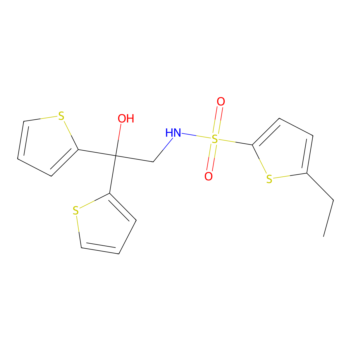 5-ethyl-N-(2-hydroxy-2,2-di(thiophen-2-yl)ethyl)thiophene-2-sulfonamide molecular structure, CAS 2034589-85-8