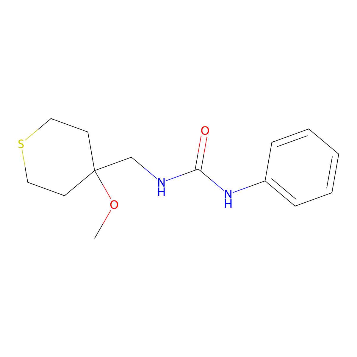 1-((4-methoxytetrahydro-2H-thiopyran-4-yl)methyl)-3-phenylurea molecular structure, CAS 2034589-89-2
