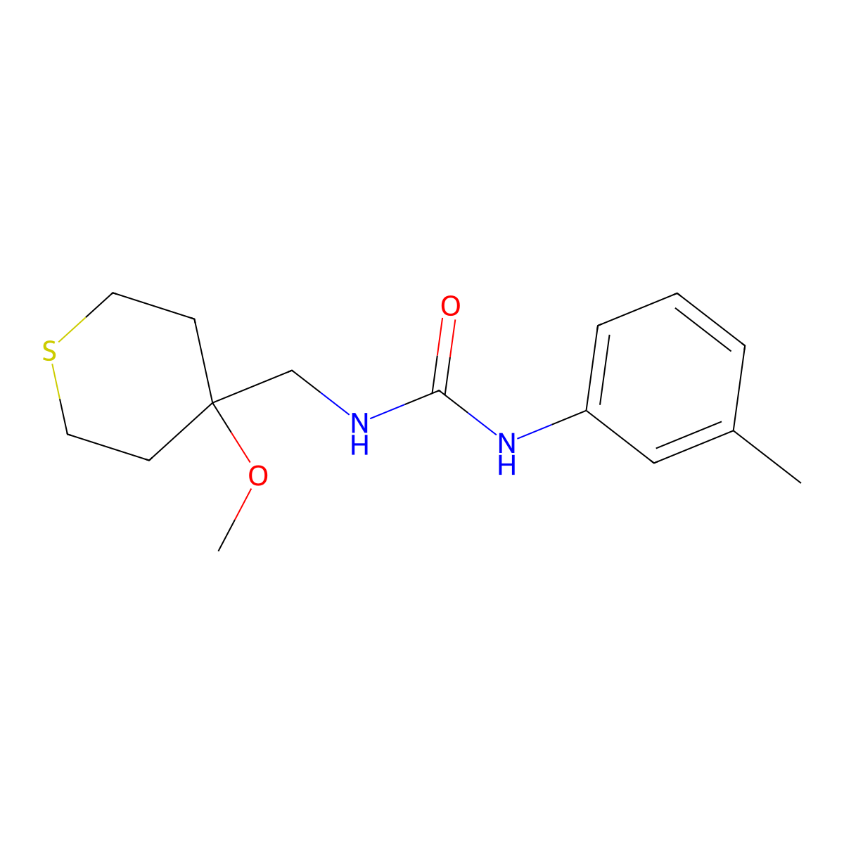 1-((4-methoxytetrahydro-2H-thiopyran-4-yl)methyl)-3-(m-tolyl)urea molecular structure, CAS 2034589-98-3