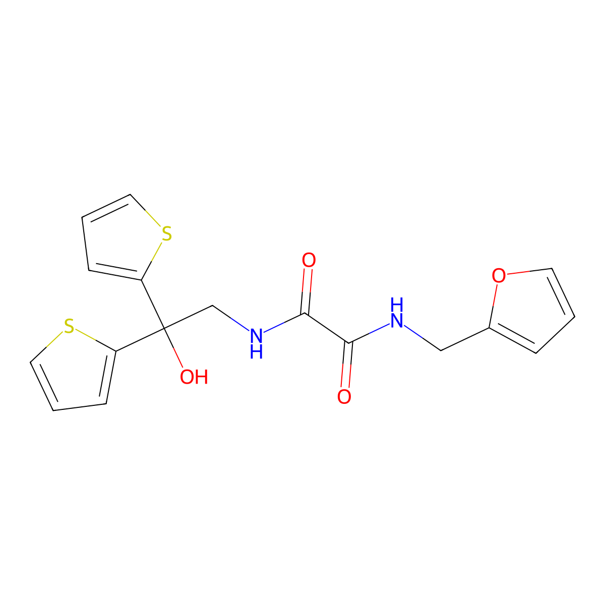 N1-(furan-2-ylmethyl)-N2-(2-hydroxy-2,2-di(thiophen-2-yl)ethyl)oxalamide molecular structure, CAS 2034590-00-4