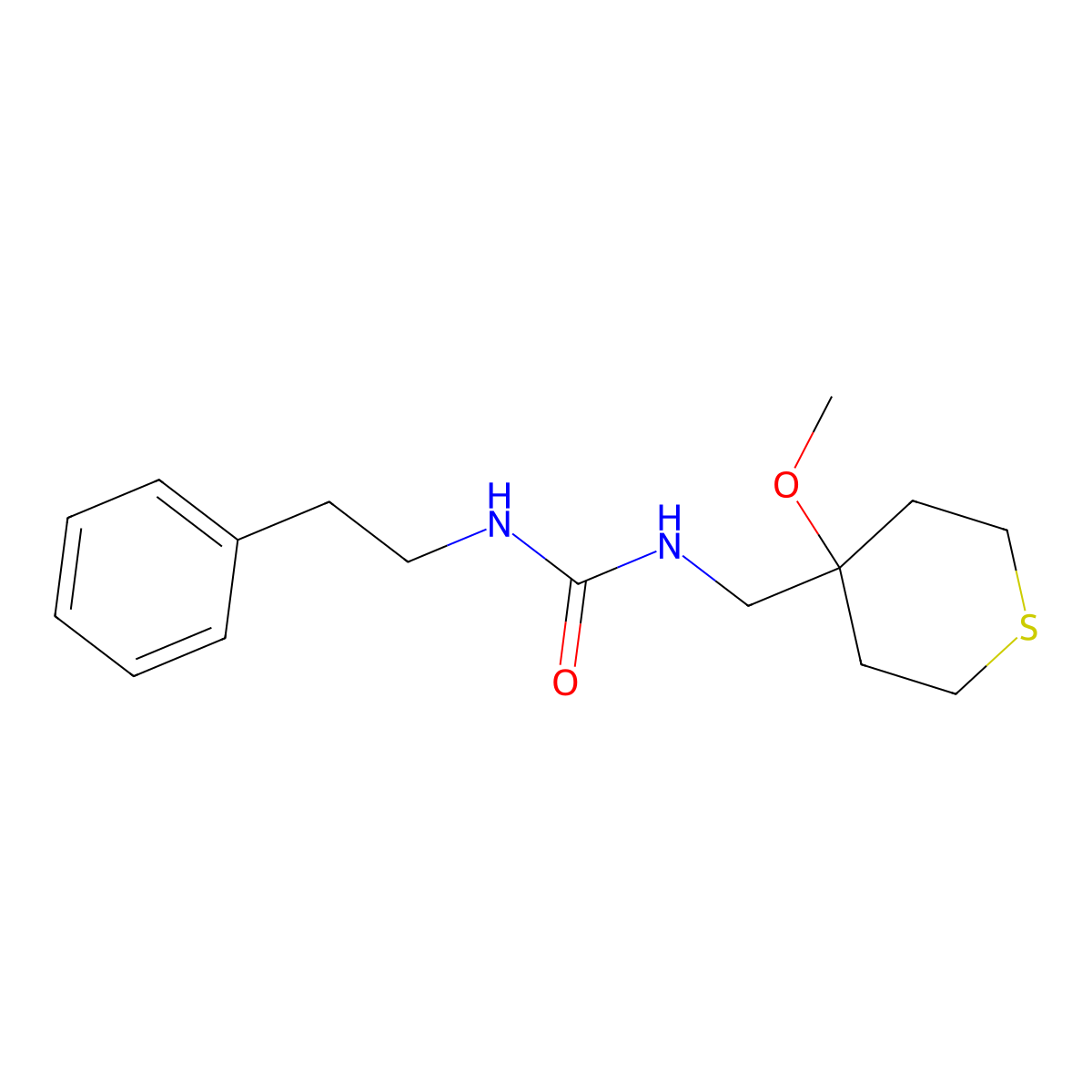 1-((4-methoxytetrahydro-2H-thiopyran-4-yl)methyl)-3-phenethylurea molecular structure, CAS 2034590-05-9