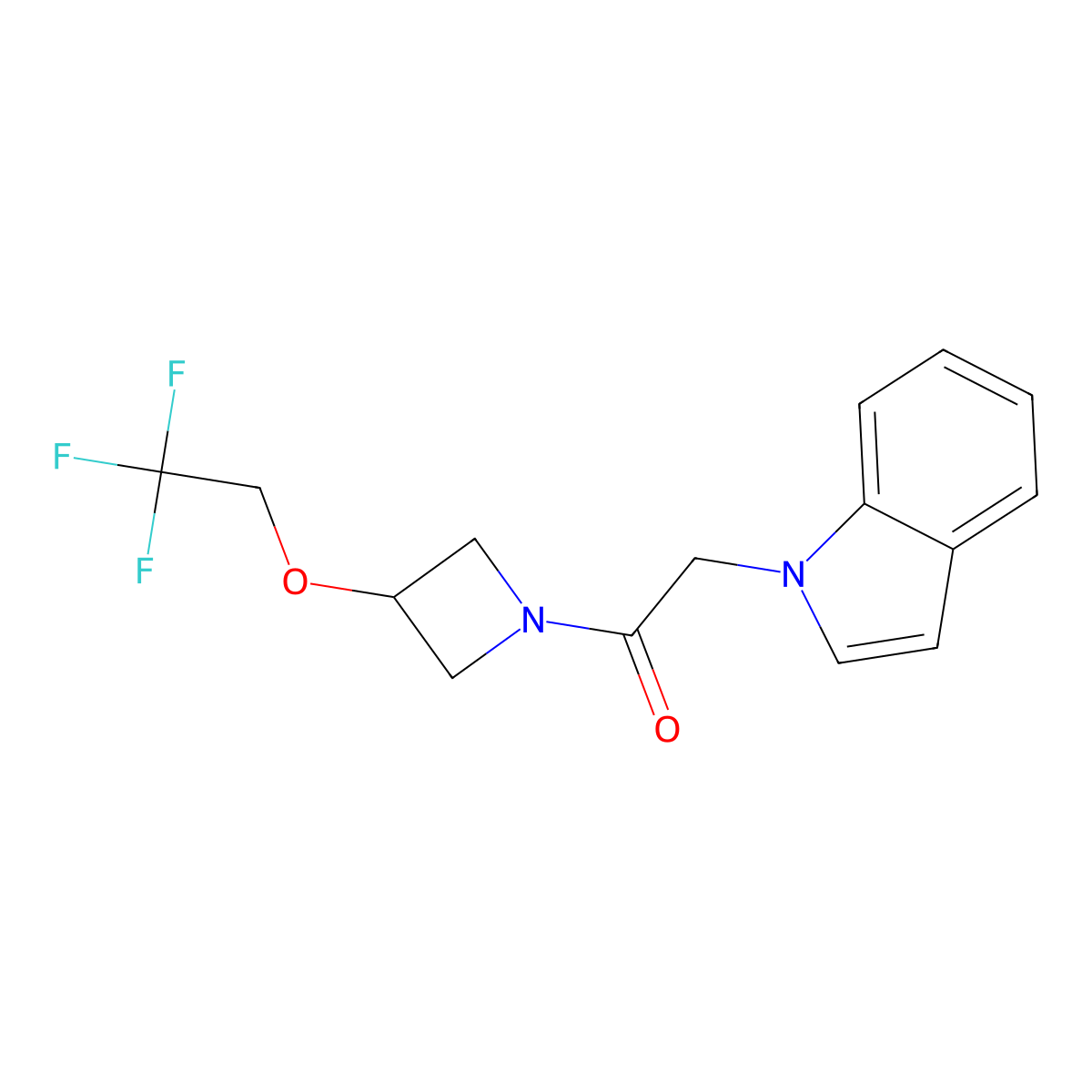 2-(1H-indol-1-yl)-1-(3-(2,2,2-trifluoroethoxy)azetidin-1-yl)ethanone molecular structure, CAS 2034590-09-3