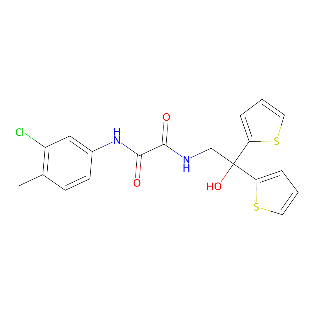 N1-(3-chloro-4-methylphenyl)-N2-(2-hydroxy-2,2-di(thiophen-2-yl)ethyl)oxalamide molecular structure, CAS 2034590-20-8