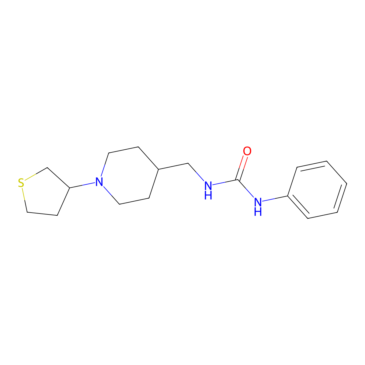 1-Phenyl-3-((1-(tetrahydrothiophen-3-yl)piperidin-4-yl)methyl)urea molecular structure, CAS 2034590-28-6