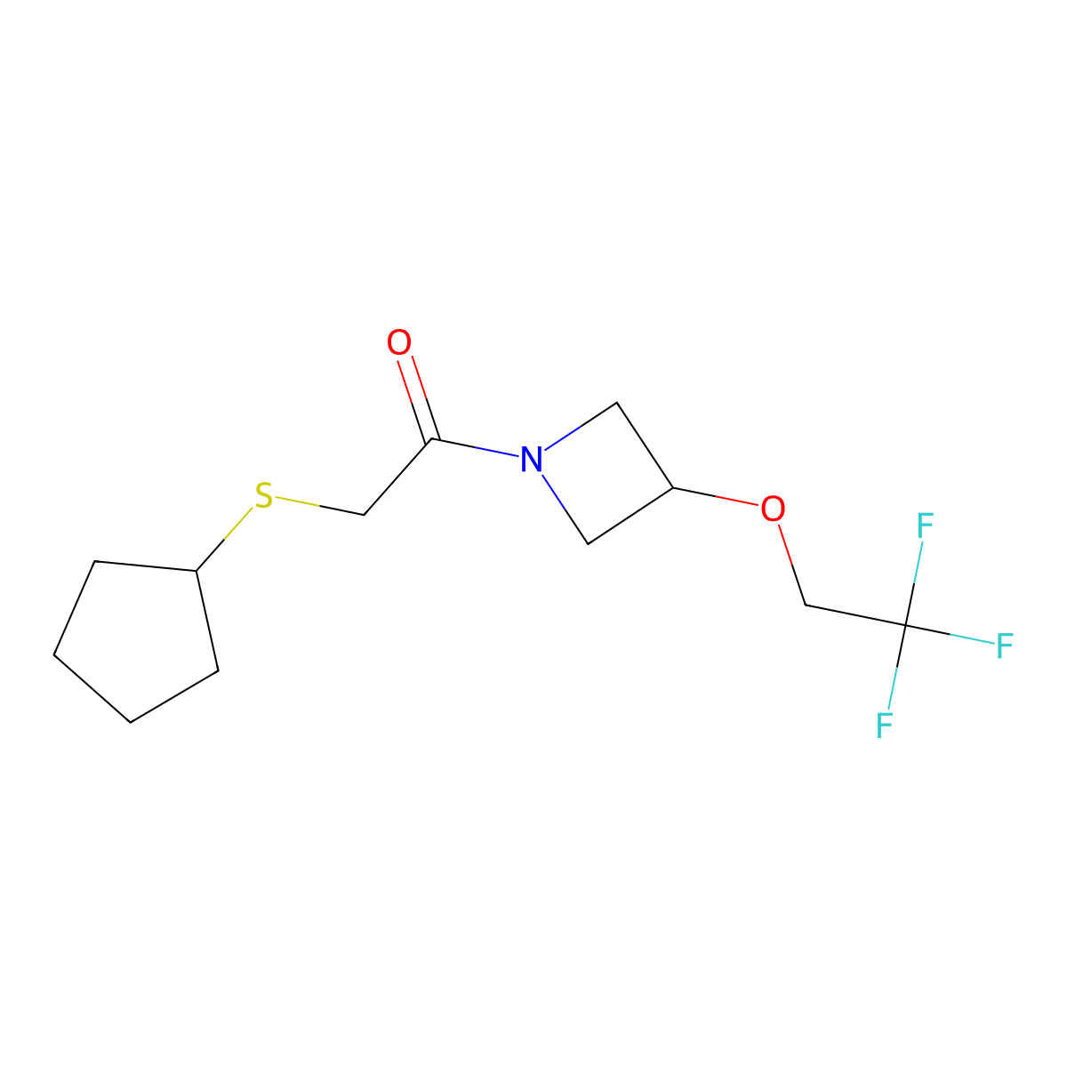 2-(Cyclopentylthio)-1-(3-(2,2,2-trifluoroethoxy)azetidin-1-yl)ethanone molecular structure, CAS 2034590-30-0