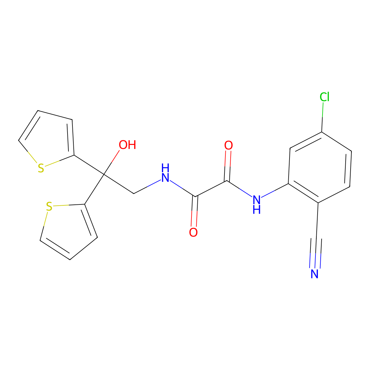 N1-(5-chloro-2-cyanophenyl)-N2-(2-hydroxy-2,2-di(thiophen-2-yl)ethyl)oxalamide molecular structure, CAS 2034590-33-3