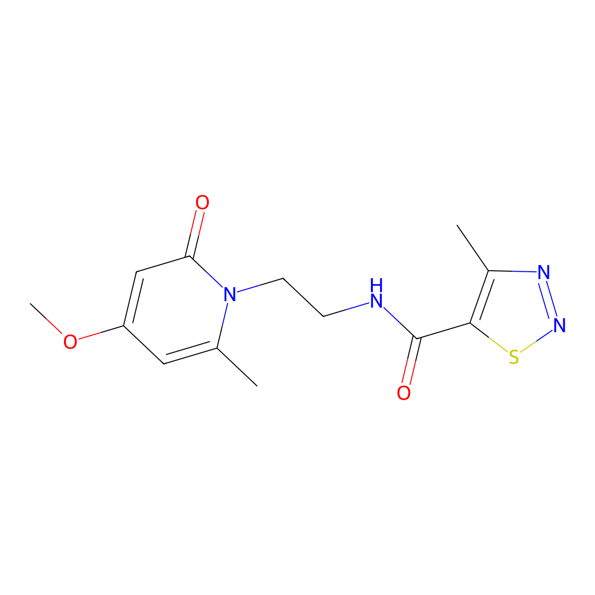 N-(2-(4-methoxy-6-methyl-2-oxopyridin-1(2H)-yl)ethyl)-4-methyl-1,2,3-thiadiazole-5-carboxamide molecular structure, CAS 2034590-35-5