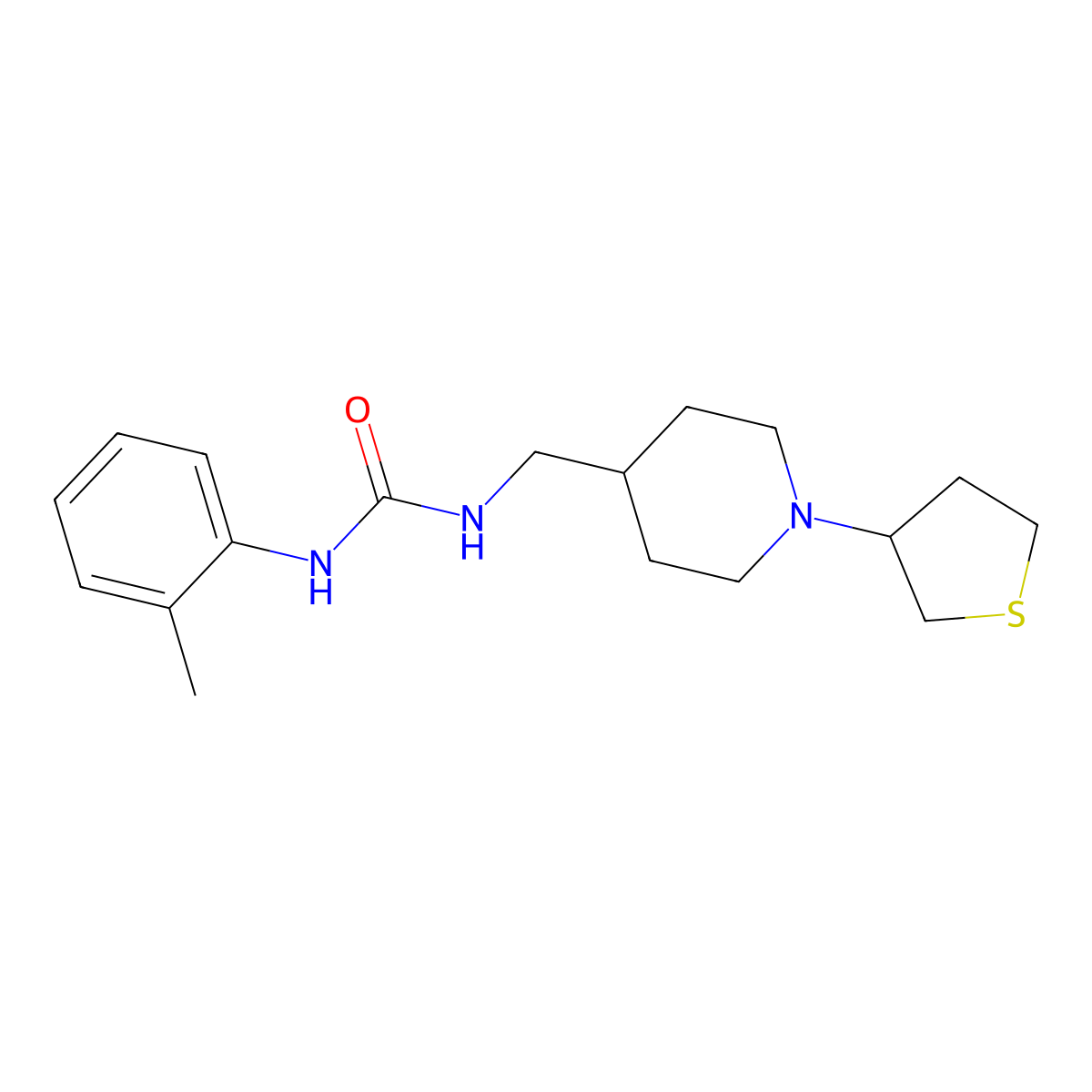 1-((1-(Tetrahydrothiophen-3-yl)piperidin-4-yl)methyl)-3-(o-tolyl)urea molecular structure, CAS 2034590-39-9