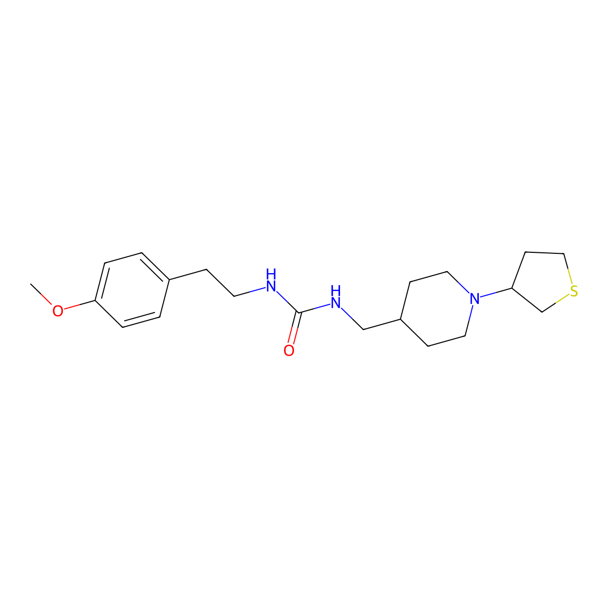 1-(4-Methoxyphenethyl)-3-((1-(tetrahydrothiophen-3-yl)piperidin-4-yl)methyl)urea molecular structure, CAS 2034590-47-9
