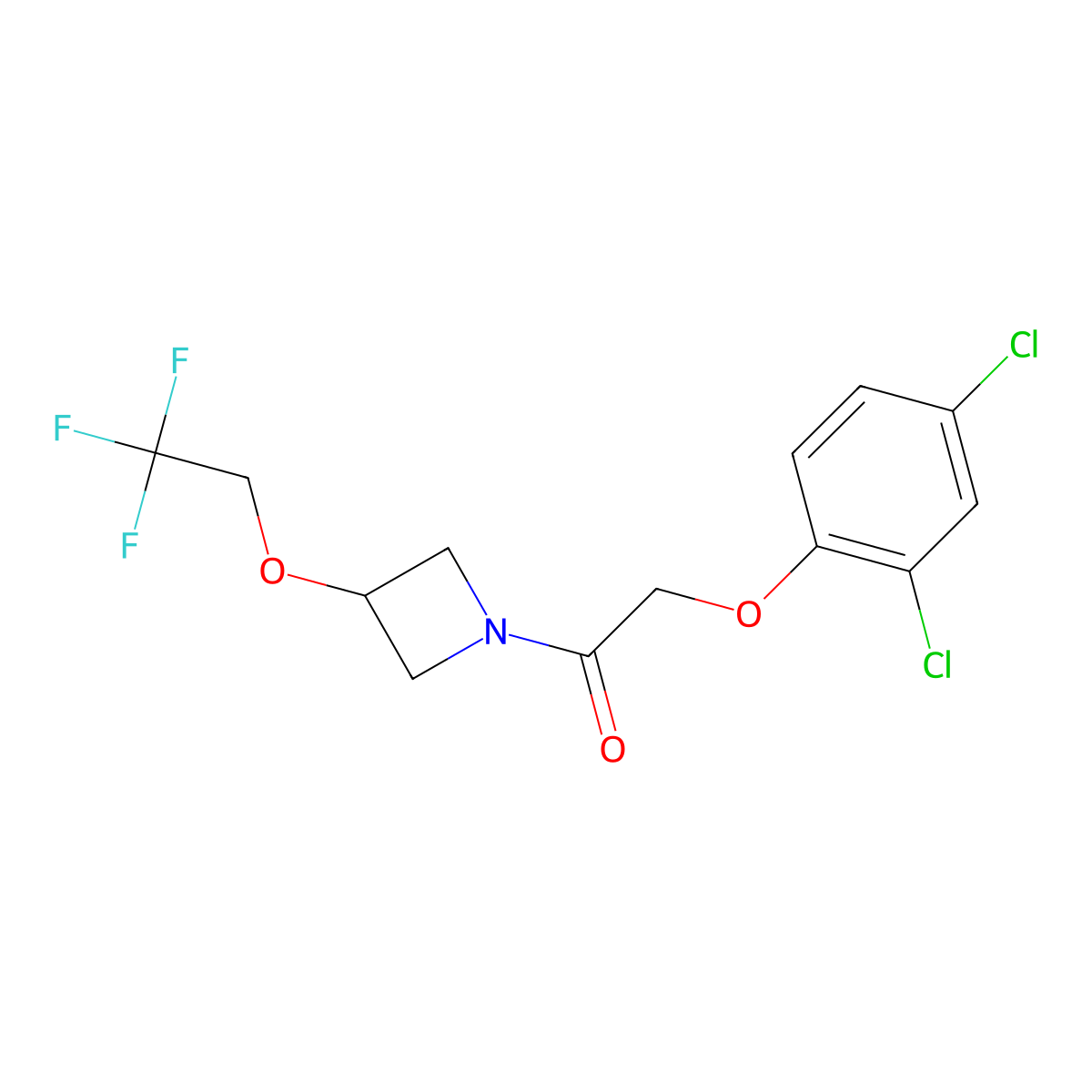 2-(2,4-Dichlorophenoxy)-1-(3-(2,2,2-trifluoroethoxy)azetidin-1-yl)ethanone molecular structure, CAS 2034590-50-4