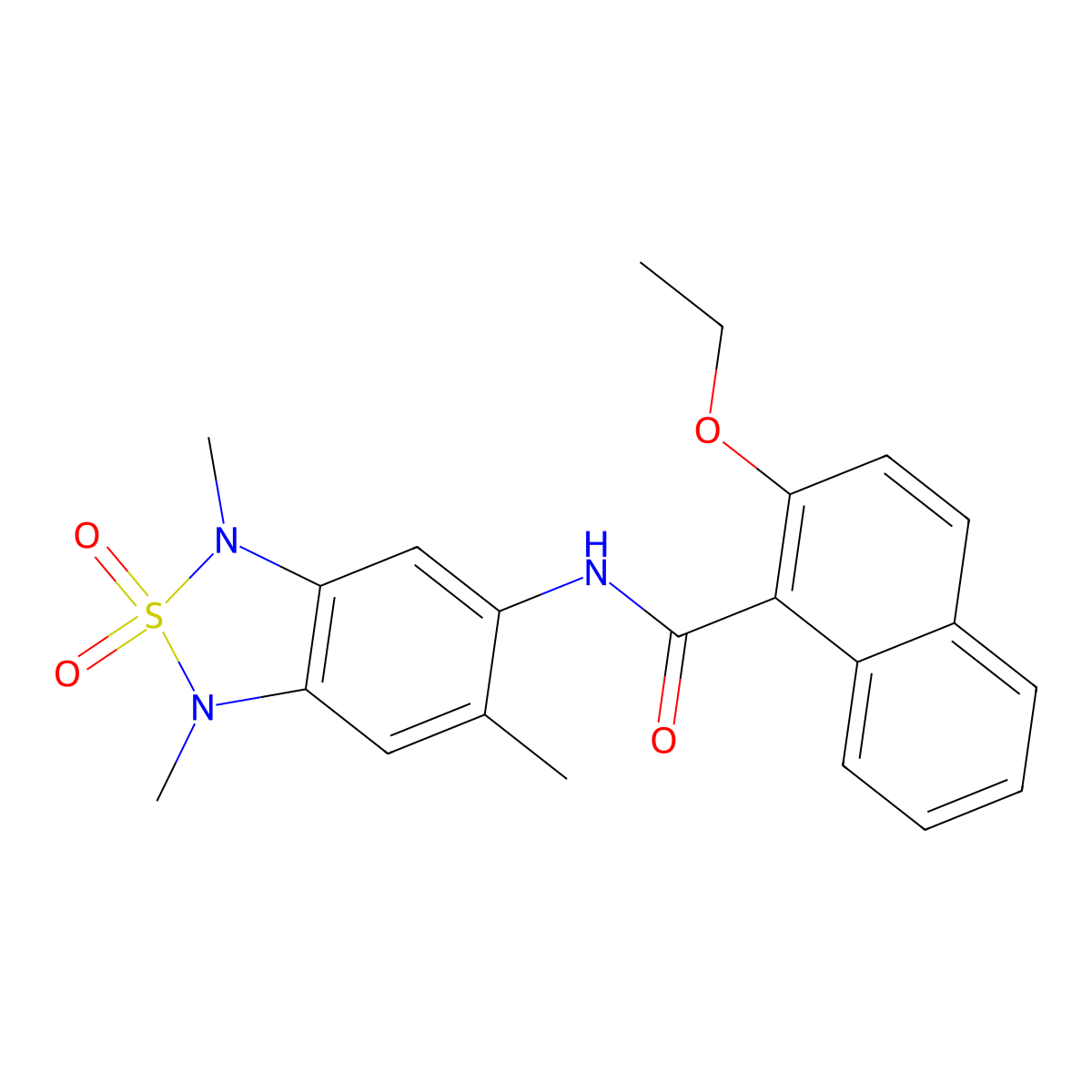 2-ethoxy-N-(1,3,6-trimethyl-2,2-dioxido-1,3-dihydrobenzo[c][1,2,5]thiadiazol-5-yl)-1-naphthamide molecular structure, CAS 2034590-54-8