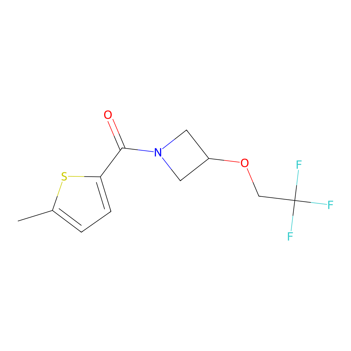 (5-Methylthiophen-2-yl)(3-(2,2,2-trifluoroethoxy)azetidin-1-yl)methanone molecular structure, CAS 2034590-55-9