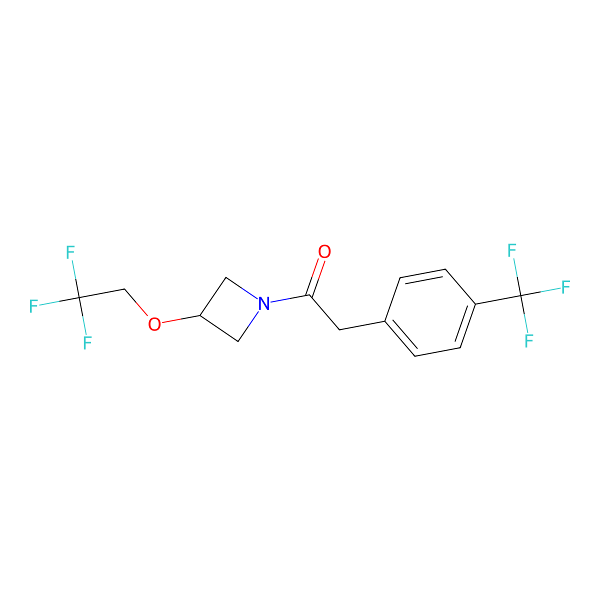 1-(3-(2,2,2-Trifluoroethoxy)azetidin-1-yl)-2-(4-(trifluoromethyl)phenyl)ethanone molecular structure, CAS 2034590-63-9