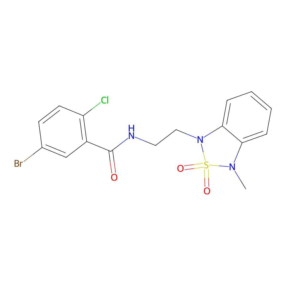 5-bromo-2-chloro-N-(2-(3-methyl-2,2-dioxidobenzo[c][1,2,5]thiadiazol-1(3H)-yl)ethyl)benzamide molecular structure, CAS 2034590-66-2