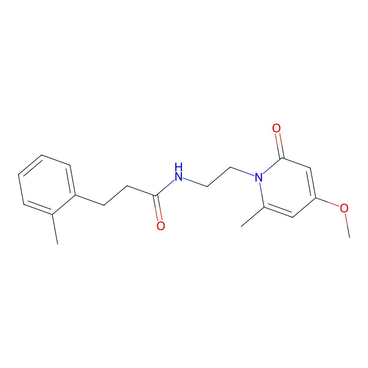 N-(2-(4-methoxy-6-methyl-2-oxopyridin-1(2H)-yl)ethyl)-3-(o-tolyl)propanamide molecular structure, CAS 2034590-75-3