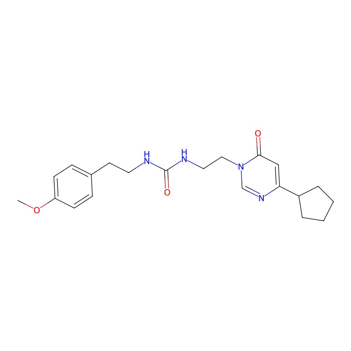 1-(2-(4-cyclopentyl-6-oxopyrimidin-1(6H)-yl)ethyl)-3-(4-methoxyphenethyl)urea molecular structure, CAS 2034590-80-0