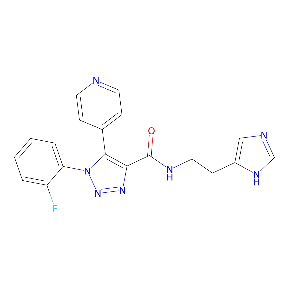 N-(2-(1H-imidazol-4-yl)ethyl)-1-(2-fluorophenyl)-5-(pyridin-4-yl)-1H-1,2,3-triazole-4-carboxamide molecular structure, CAS 2034590-83-3