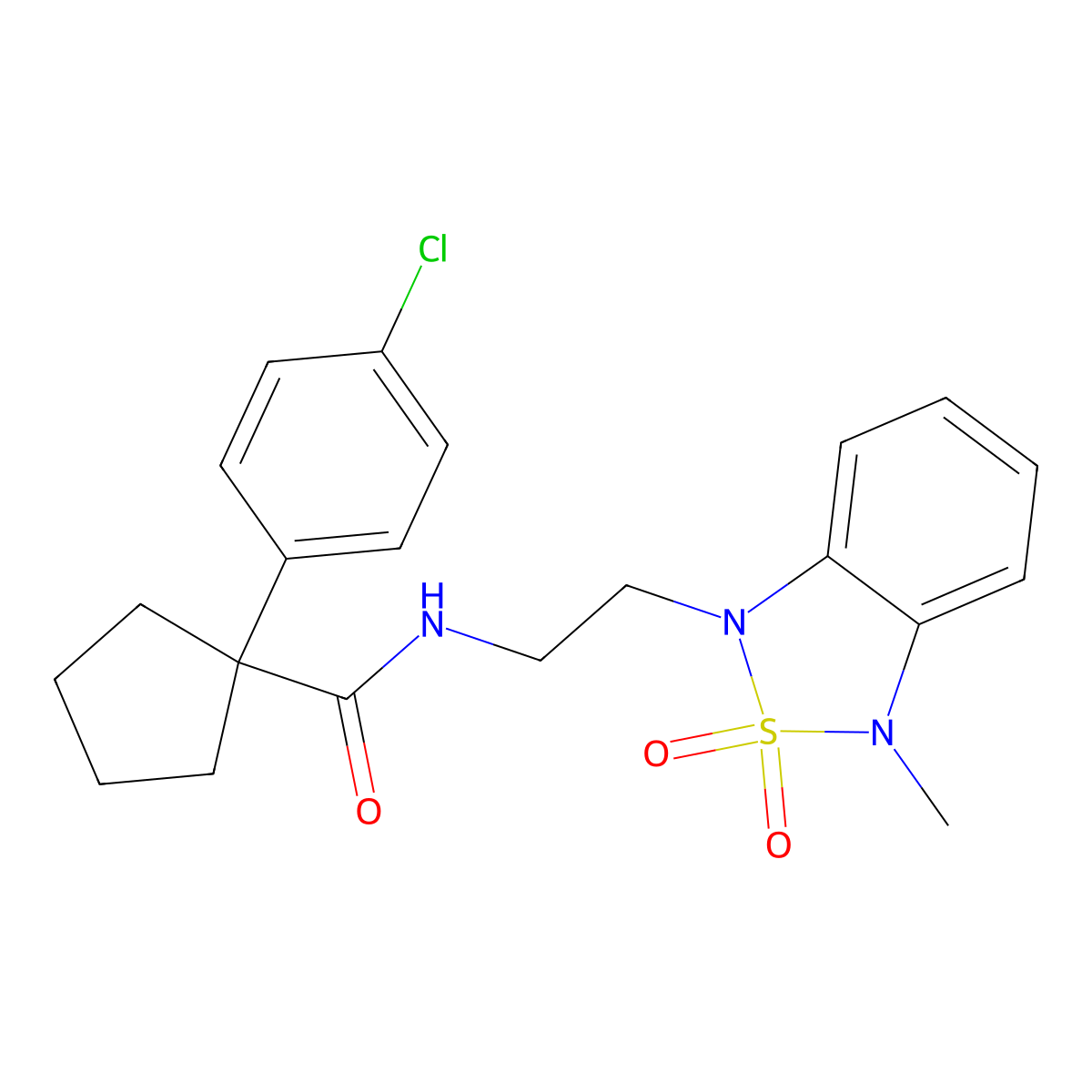 1-(4-chlorophenyl)-N-(2-(3-methyl-2,2-dioxidobenzo[c][1,2,5]thiadiazol-1(3H)-yl)ethyl)cyclopentanecarboxamide molecular structure, CAS 2034590-87-7