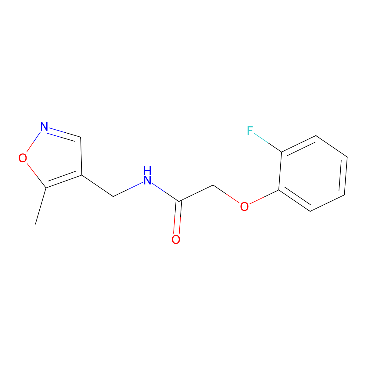 2-(2-fluorophenoxy)-N-((5-methylisoxazol-4-yl)methyl)acetamide molecular structure, CAS 2034590-91-3