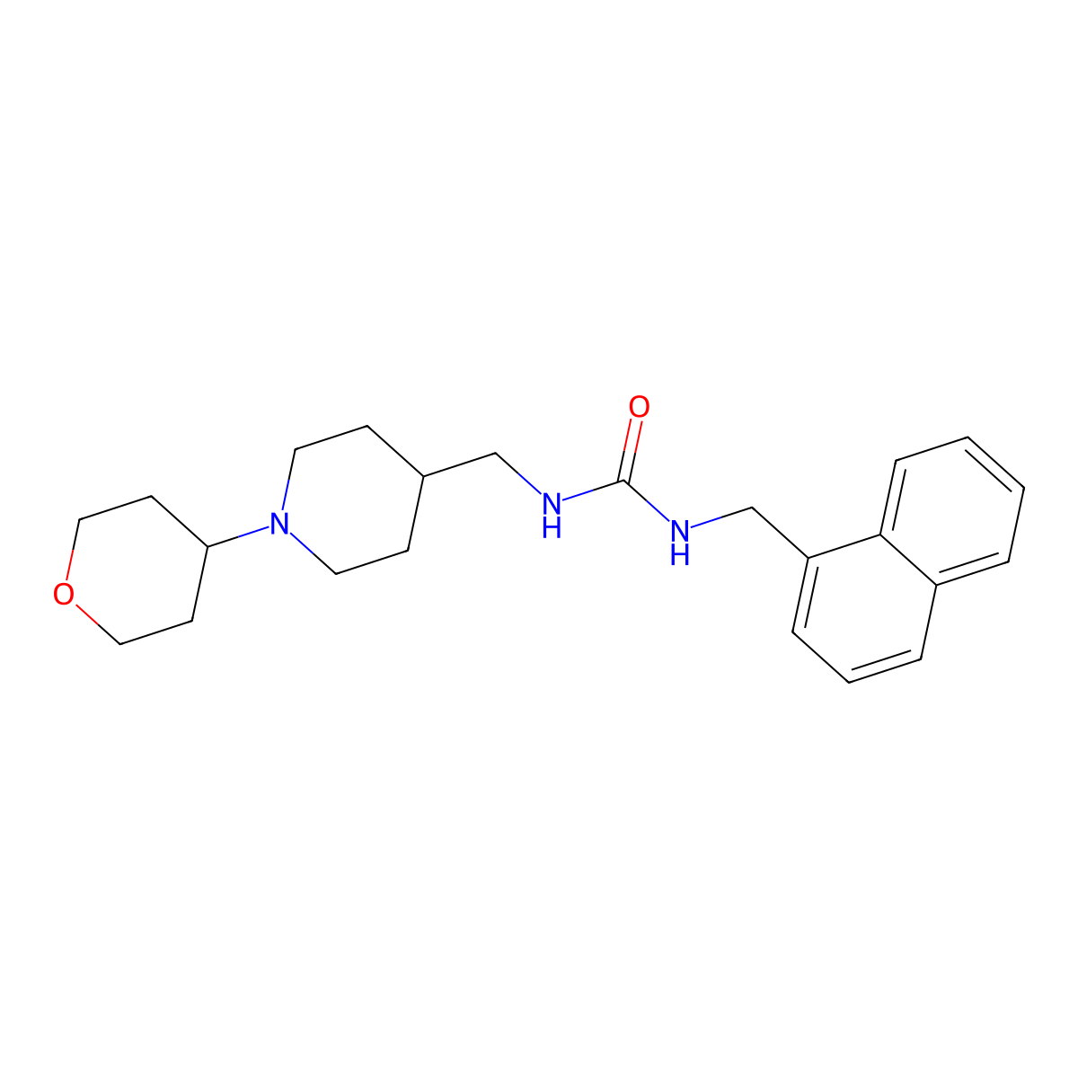 1-(naphthalen-1-ylmethyl)-3-((1-(tetrahydro-2H-pyran-4-yl)piperidin-4-yl)methyl)urea molecular structure, CAS 2034590-93-5
