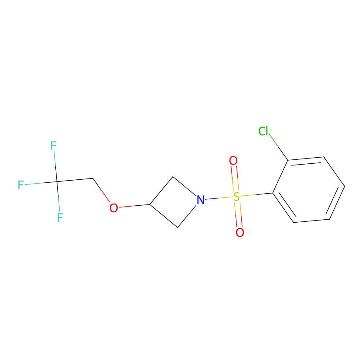 1-((2-Chlorophenyl)sulfonyl)-3-(2,2,2-trifluoroethoxy)azetidine molecular structure, CAS 2034591-02-9
