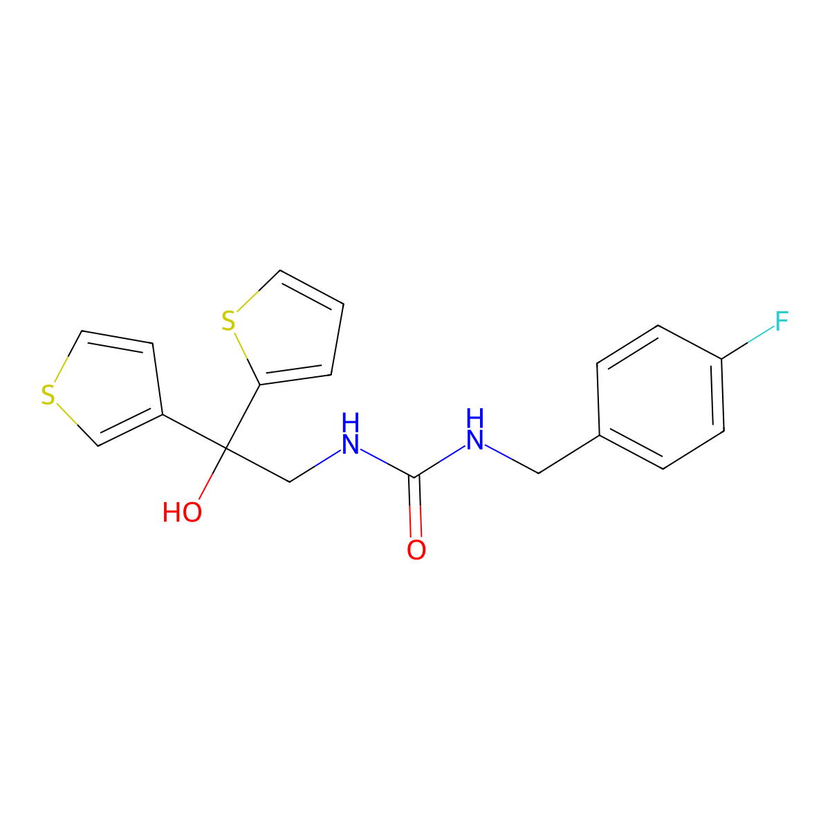 1-(4-Fluorobenzyl)-3-(2-hydroxy-2-(thiophen-2-yl)-2-(thiophen-3-yl)ethyl)urea molecular structure, CAS 2034591-08-5
