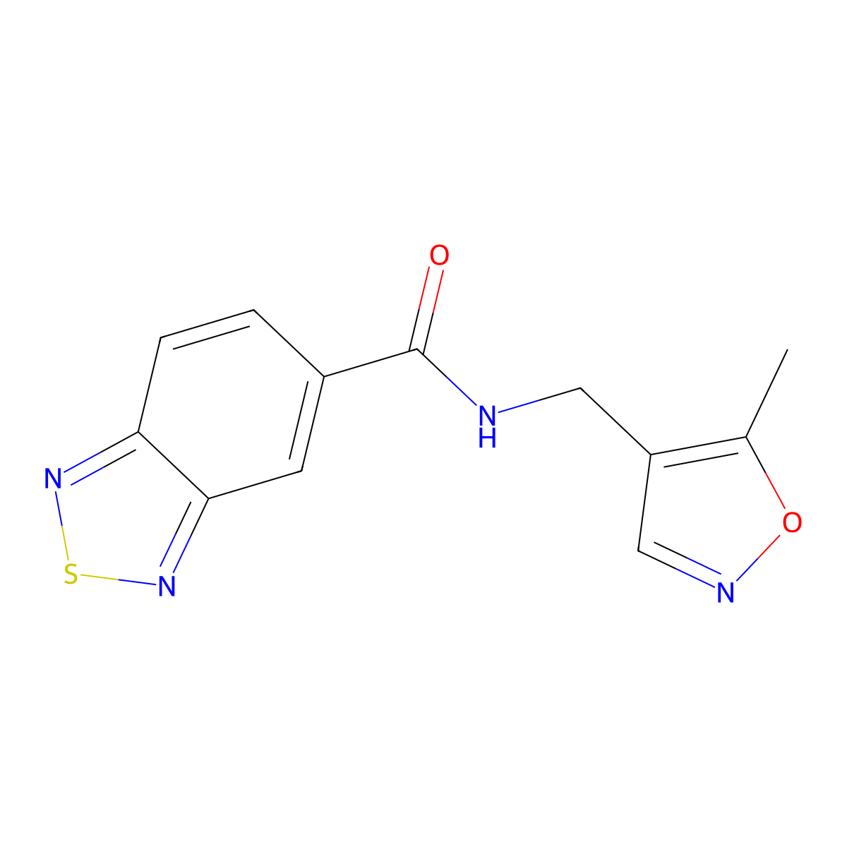 N-((5-methylisoxazol-4-yl)methyl)benzo[c][1,2,5]thiadiazole-5-carboxamide molecular structure, CAS 2034591-12-1