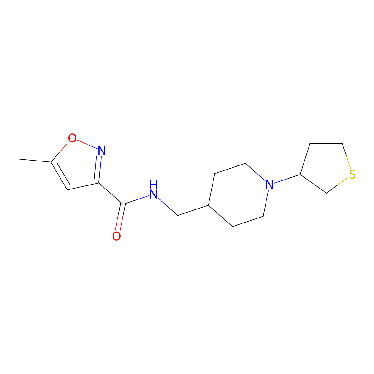 5-methyl-N-((1-(tetrahydrothiophen-3-yl)piperidin-4-yl)methyl)isoxazole-3-carboxamide molecular structure, CAS 2034591-18-7