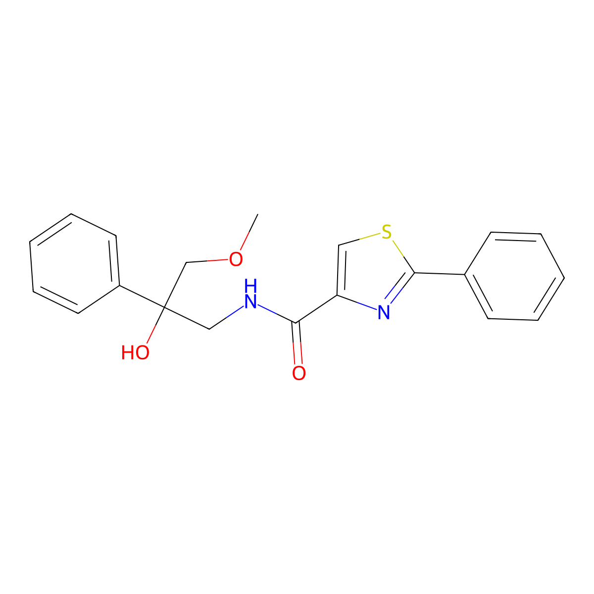 N-(2-hydroxy-3-methoxy-2-phenylpropyl)-2-phenylthiazole-4-carboxamide molecular structure, CAS 2034591-20-1