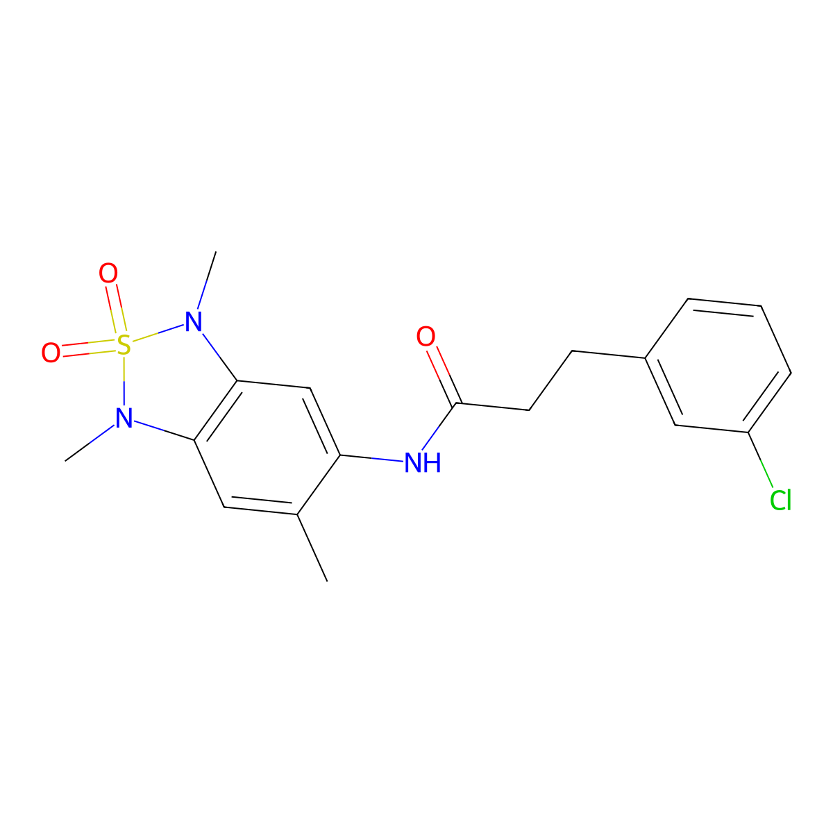 3-(3-chlorophenyl)-N-(1,3,6-trimethyl-2,2-dioxido-1,3-dihydrobenzo[c][1,2,5]thiadiazol-5-yl)propanamide molecular structure, CAS 2034591-22-3