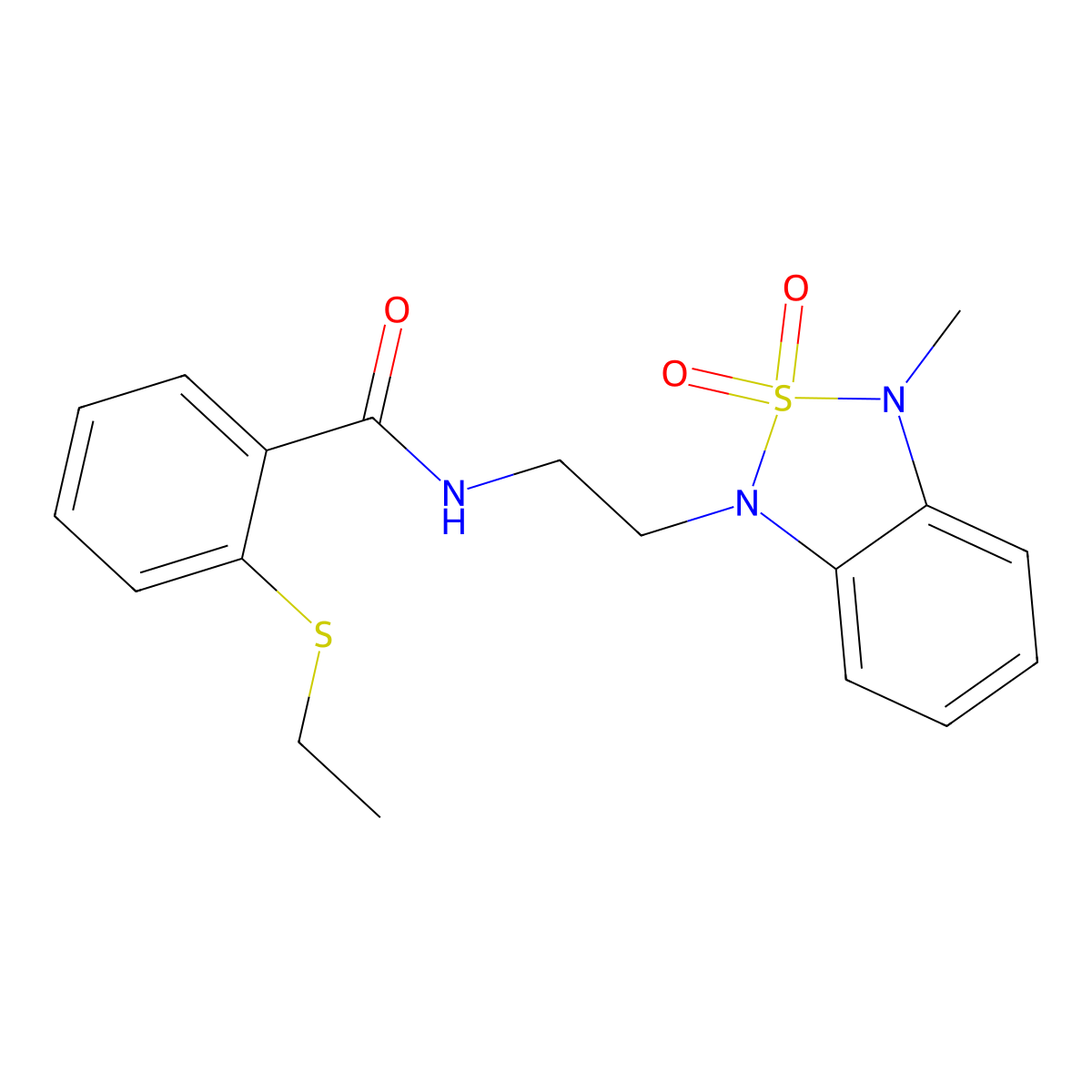 2-(ethylthio)-N-(2-(3-methyl-2,2-dioxidobenzo[c][1,2,5]thiadiazol-1(3H)-yl)ethyl)benzamide molecular structure, CAS 2034591-23-4