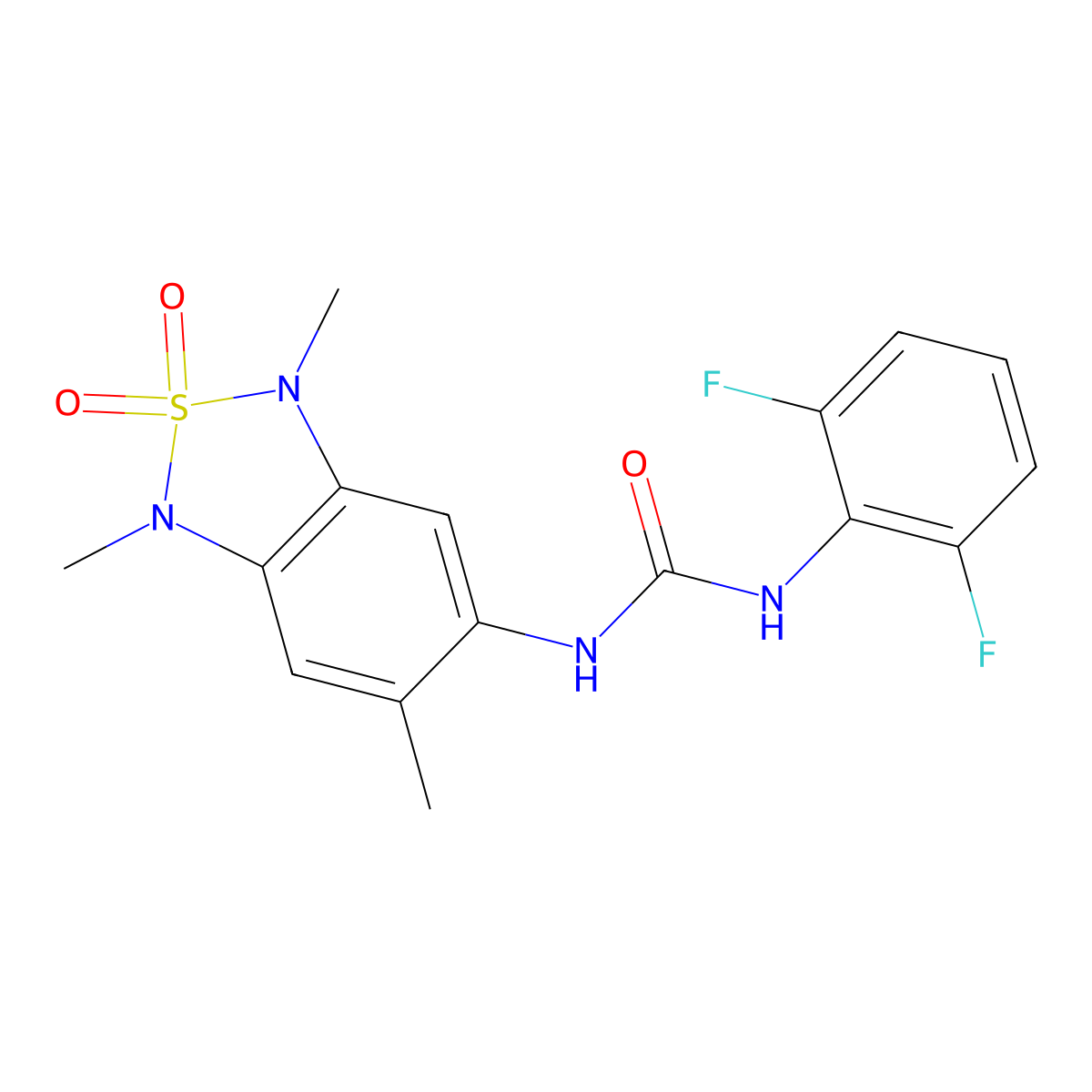 1-(2,6-Difluorophenyl)-3-(1,3,6-trimethyl-2,2-dioxido-1,3-dihydrobenzo[c][1,2,5]thiadiazol-5-yl)urea molecular structure, CAS 2034591-25-6