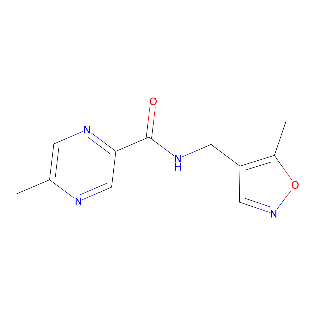 5-methyl-N-((5-methylisoxazol-4-yl)methyl)pyrazine-2-carboxamide molecular structure, CAS 2034591-26-7