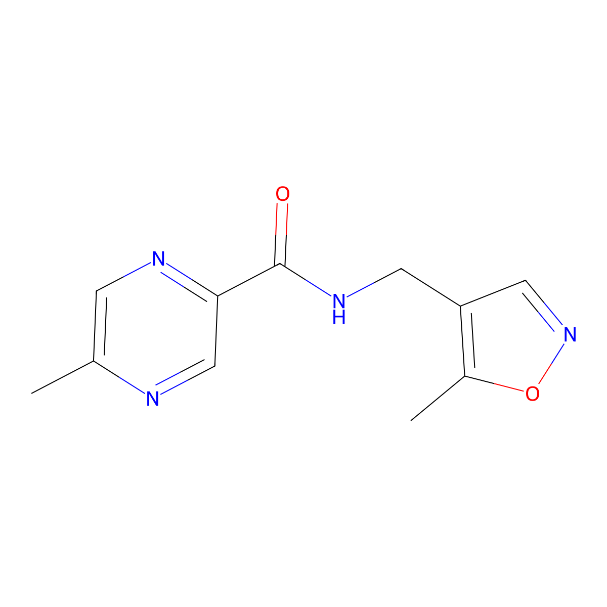 5-methyl-N-((5-methylisoxazol-4-yl)methyl)pyrazine-2-carboxamide molecular structure, CAS 2034591-26-7