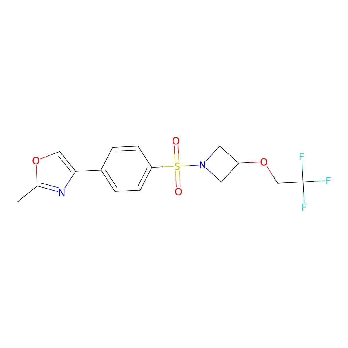 2-Methyl-4-(4-((3-(2,2,2-trifluoroethoxy)azetidin-1-yl)sulfonyl)phenyl)oxazole molecular structure, CAS 2034591-28-9