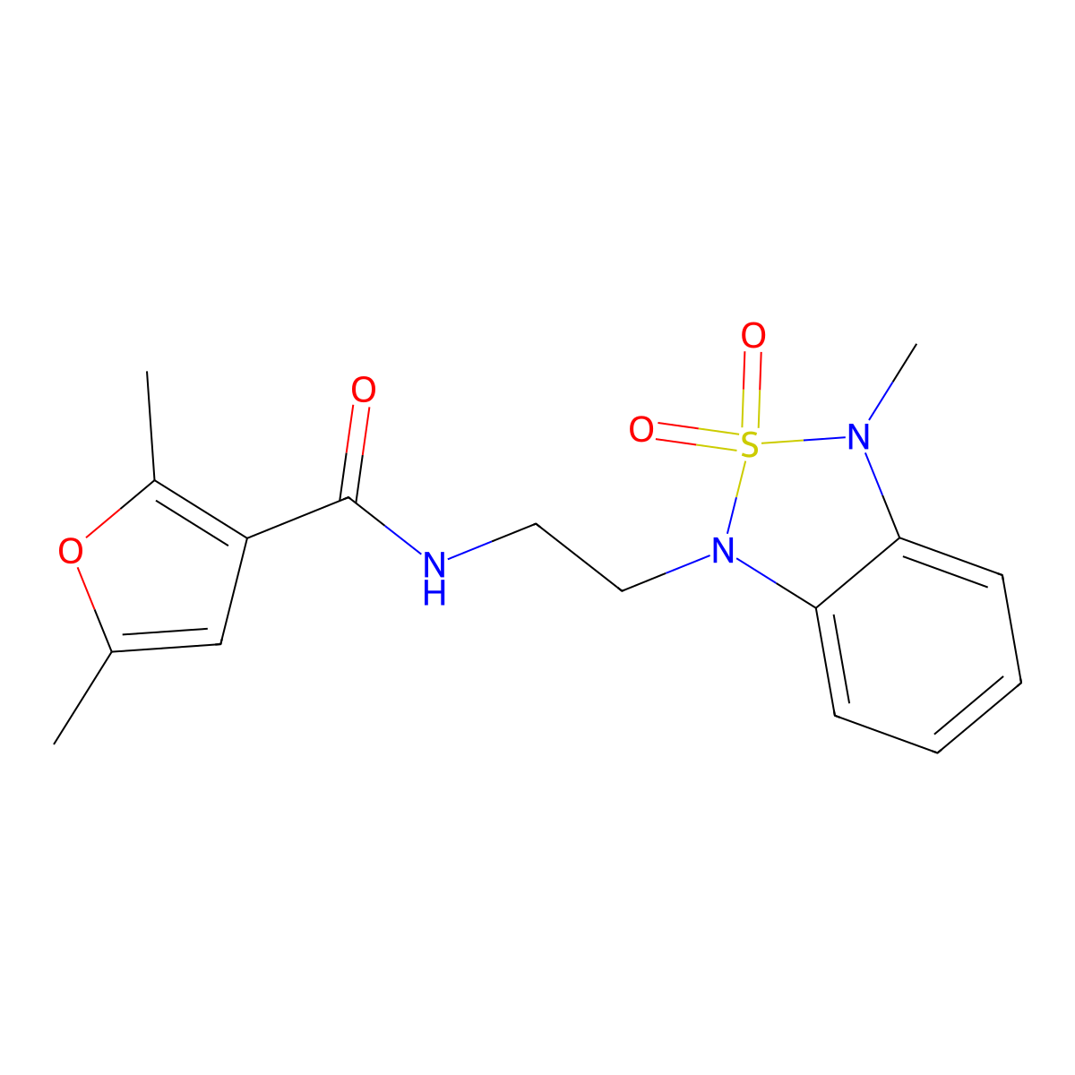 2,5-dimethyl-N-(2-(3-methyl-2,2-dioxidobenzo[c][1,2,5]thiadiazol-1(3H)-yl)ethyl)furan-3-carboxamide molecular structure, CAS 2034591-33-6