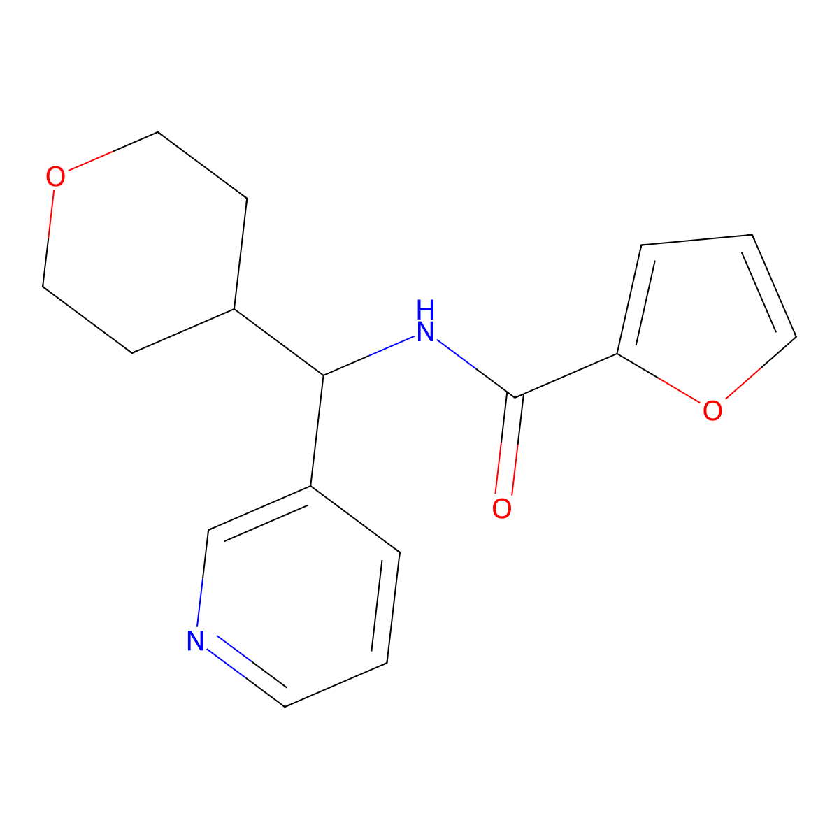N-(pyridin-3-yl(tetrahydro-2H-pyran-4-yl)methyl)furan-2-carboxamide molecular structure, CAS 2034591-36-9