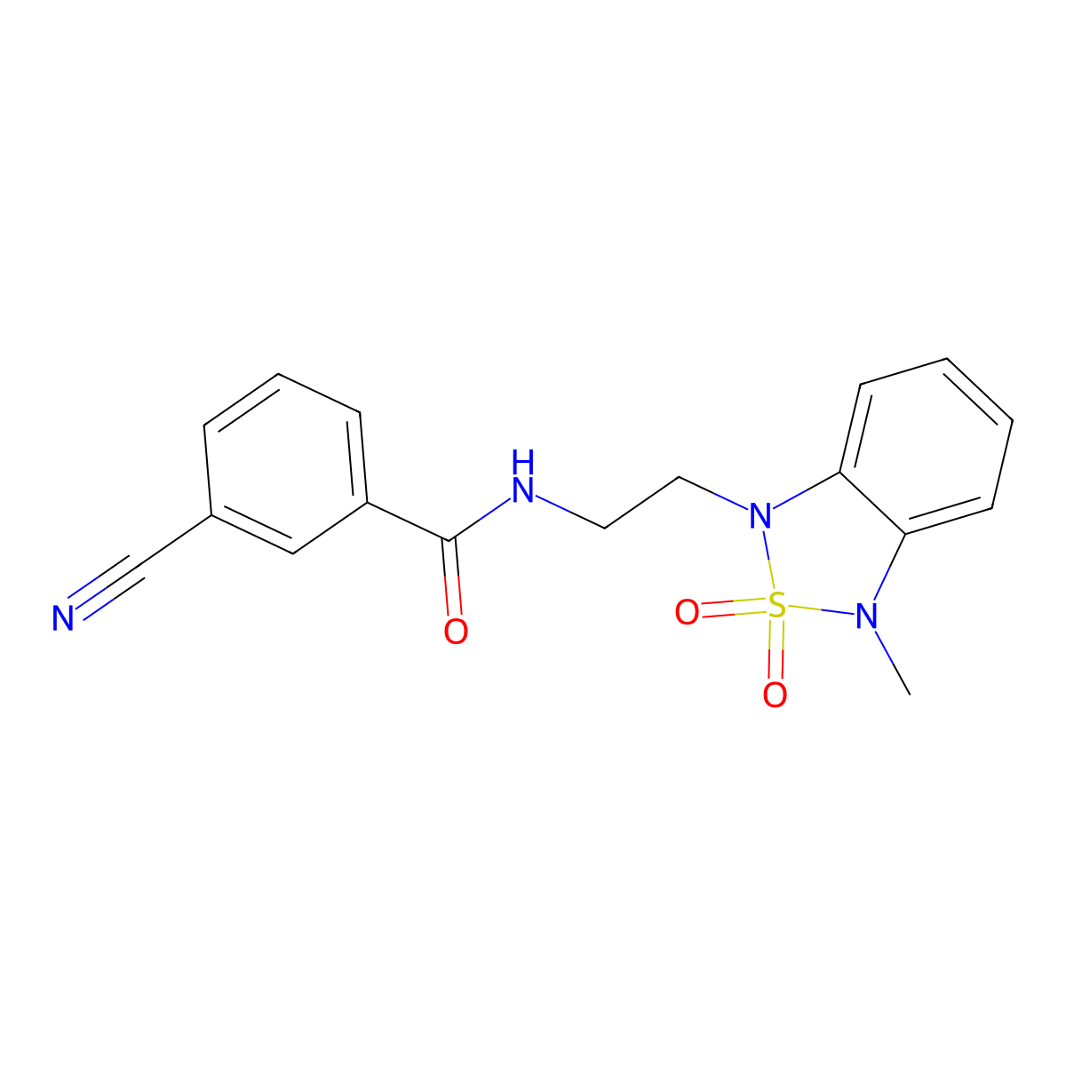 3-cyano-N-(2-(3-methyl-2,2-dioxidobenzo[c][1,2,5]thiadiazol-1(3H)-yl)ethyl)benzamide molecular structure, CAS 2034591-40-5