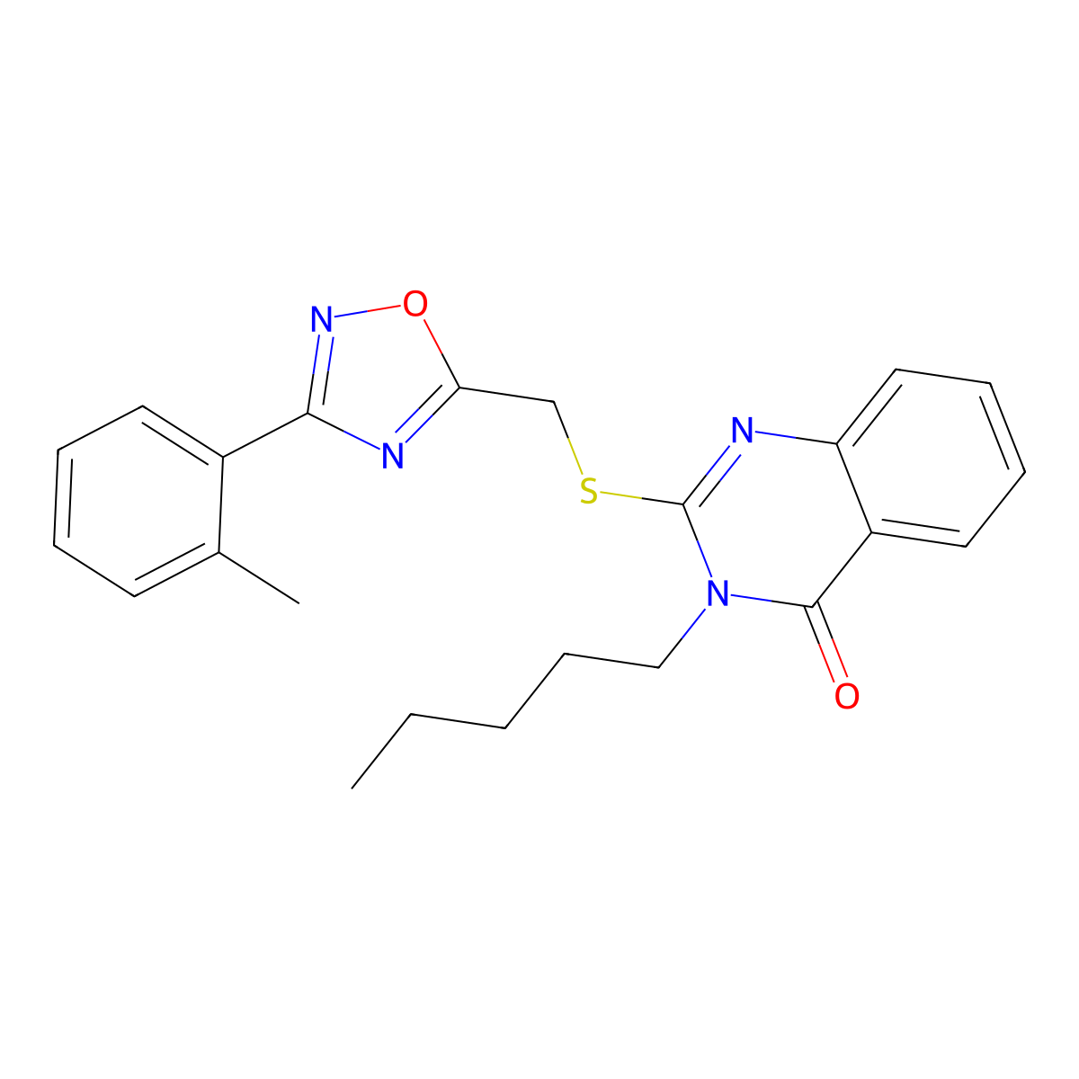 3-pentyl-2-(((3-(o-tolyl)-1,2,4-oxadiazol-5-yl)methyl)thio)quinazolin-4(3H)-one molecular structure, CAS 2034591-44-9