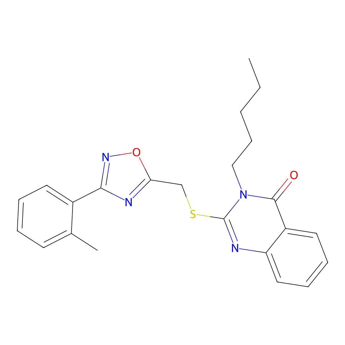 3-pentyl-2-(((3-(o-tolyl)-1,2,4-oxadiazol-5-yl)methyl)thio)quinazolin-4(3H)-one molecular structure, CAS 2034591-44-9