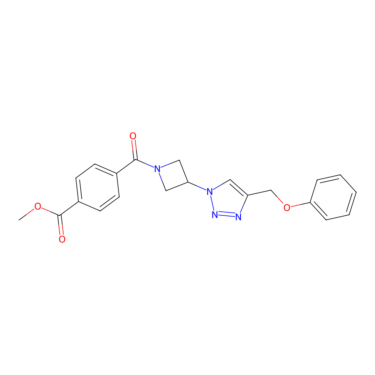 methyl 4-{3-[4-(phenoxymethyl)-1H-1,2,3-triazol-1-yl]azetidine-1-carbonyl}benzoate molecular structure, CAS 2034591-48-3