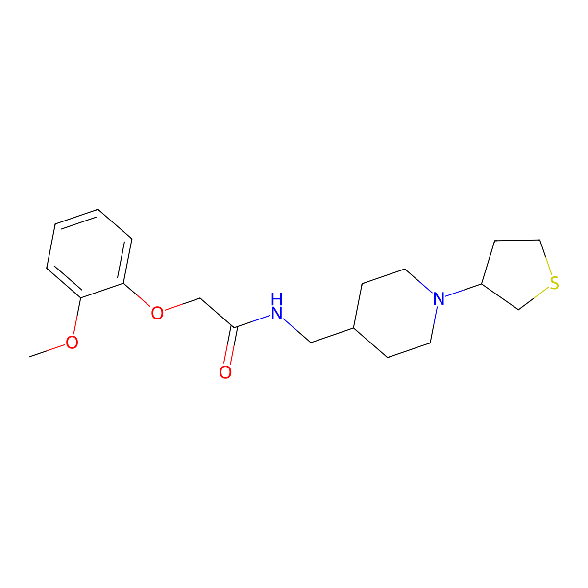 2-(2-methoxyphenoxy)-N-((1-(tetrahydrothiophen-3-yl)piperidin-4-yl)methyl)acetamide molecular structure, CAS 2034591-59-6