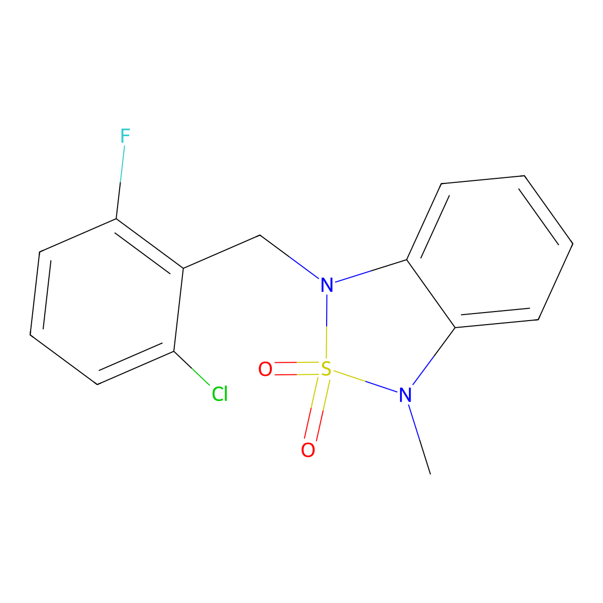1-(2-Chloro-6-fluorobenzyl)-3-methyl-1,3-dihydrobenzo[c][1,2,5]thiadiazole 2,2-dioxide molecular structure, CAS 2034591-65-4