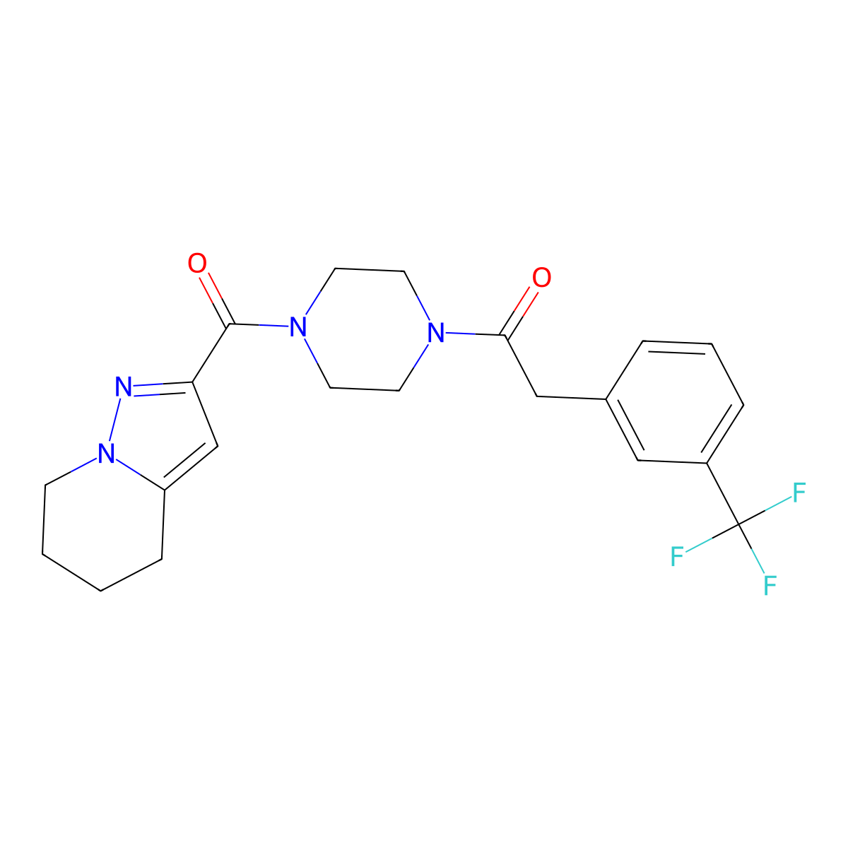 1-(4-(4,5,6,7-Tetrahydropyrazolo[1,5-a]pyridine-2-carbonyl)piperazin-1-yl)-2-(3-(trifluoromethyl)phenyl)ethanone molecular structure, CAS 2034591-66-5