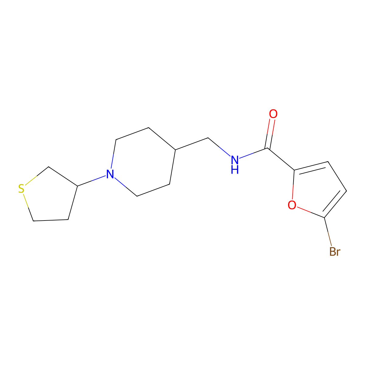 5-bromo-N-((1-(tetrahydrothiophen-3-yl)piperidin-4-yl)methyl)furan-2-carboxamide molecular structure, CAS 2034591-69-8