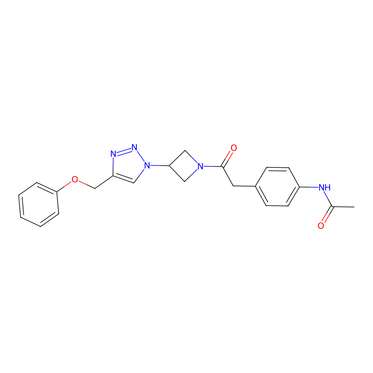 N-[4-(2-oxo-2-{3-[4-(phenoxymethyl)-1H-1,2,3-triazol-1-yl]azetidin-1-yl}ethyl)phenyl]acetamide molecular structure, CAS 2034591-73-4