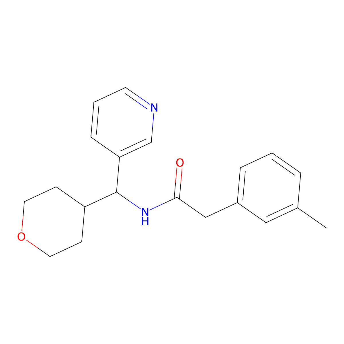 N-(pyridin-3-yl(tetrahydro-2H-pyran-4-yl)methyl)-2-(m-tolyl)acetamide molecular structure, CAS 2034591-75-6